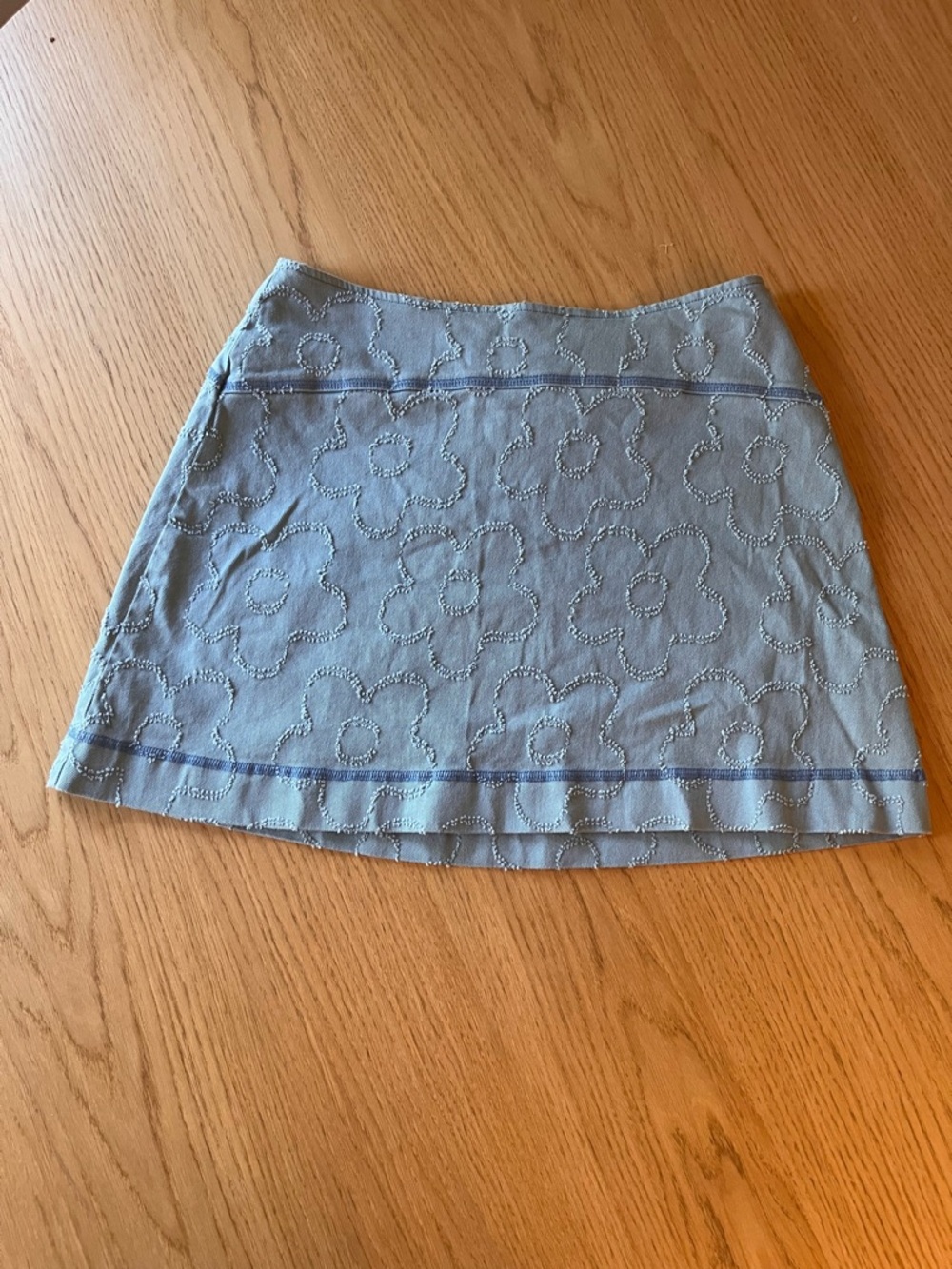 Urban Outfitters Light Blue Floral Eyelet Mini Skirt